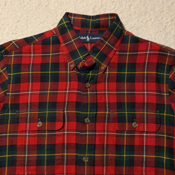 Ralph Lauren Red Plaid Button Down Shirt Men’s M - Picture 2 of 4